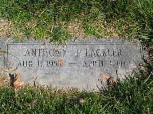 Tony Lackler gravestone - April 1, 1978